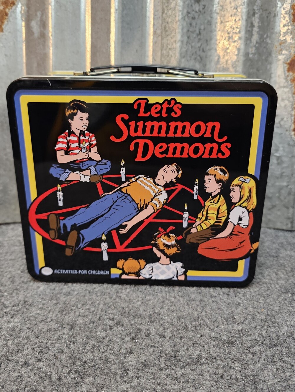 RARE Steven Rhodes "Let's Summon Demons" Retro Metal Lunch Box Combo